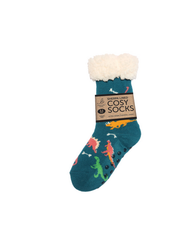 Childs Sherpa Socks - Dinosaur