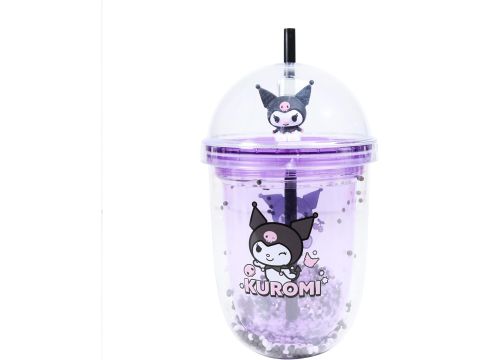 Kuromi Bubble Tea Cup, Kawaii Drink Bottle with Straw