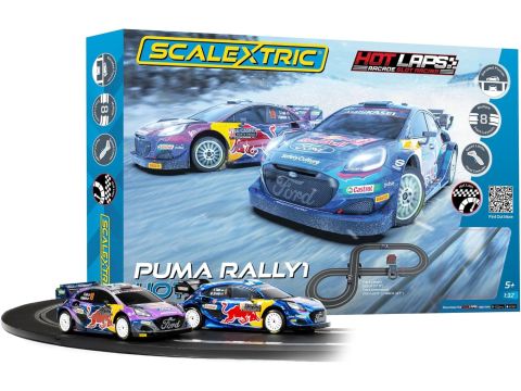 Scalextric Racing Track Sets for Kids - Scalextric Puma WRC Hot Laps Race Set Speed Track 