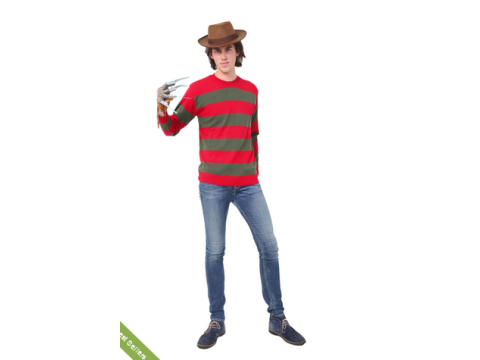 Wickedfun Men Red and Green Stripe Knitted Jumper (Size Large)