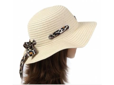 Ladies Straw Hat & Scarf - Deluxe