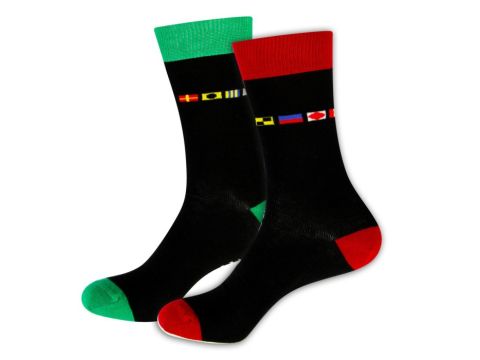 Left & Right Code Flag Socks, Red/Green