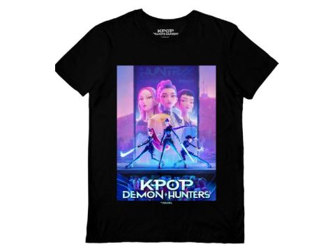 Kpop Demon Hunters Key Art Black T-Shirt (Medium)
