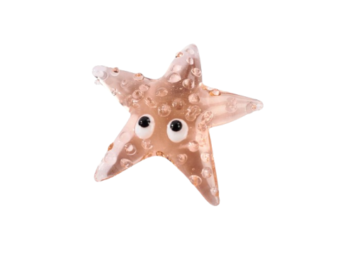 GLASS BOBBLY STARFISH ORNAMENT PINK WITH EYES