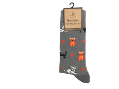 Ladies Funky Bamboo Socks - Crazy Cats