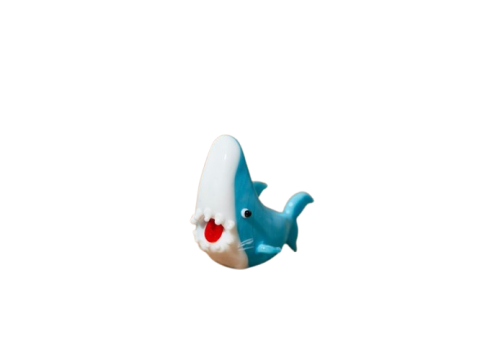 GLASS SHARK ORNAMENT BLUE & WHITE