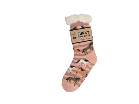 Ladies Sherpa Socks - Galloping Horses