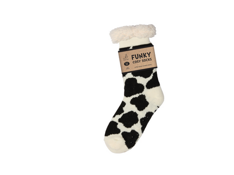 Ladies Sherpa Socks - Cow Patch