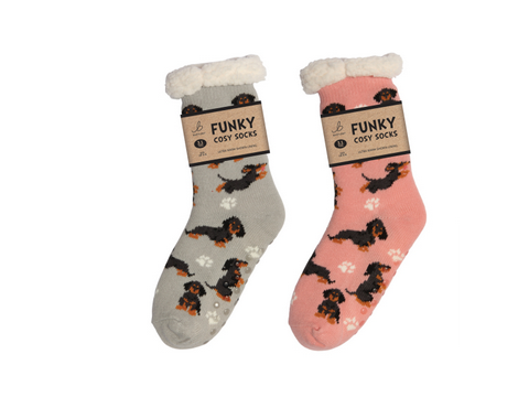 Ladies Sherpa Socks - Sausage Doggie (1 SUPPLIED)