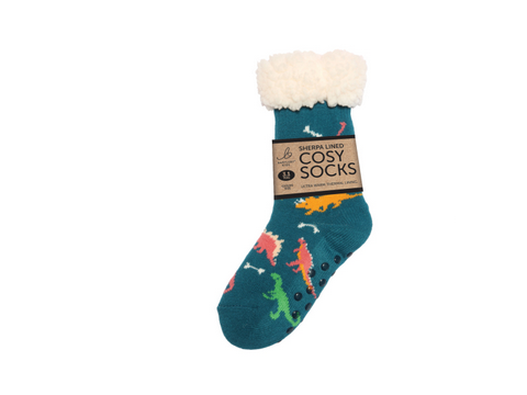 Childs Sherpa Socks - Dinosaur