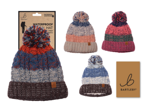 Waterproof Striped Bobble Hat (1 SUPPLIED)