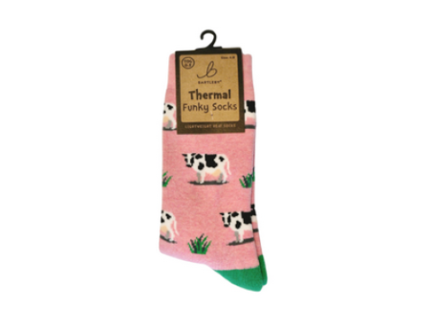 Funky Thermal Socks - Grazing Cow