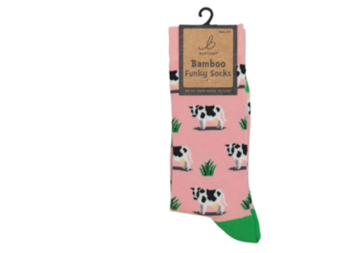 Ladies Funky Bamboo Socks - Grazing Cow 