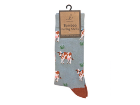Ladies Funky Bamboo Socks - Brown Cow