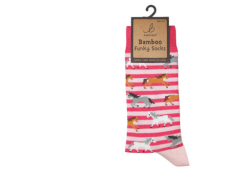 Ladies Funky Bamboo Socks - Galloping Horses 
