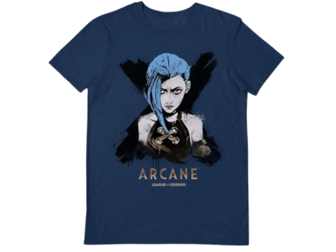 Arcane (Jinx Portrait) Navy Blue XXL Unisex T-Shirt ‚ League of Legends 