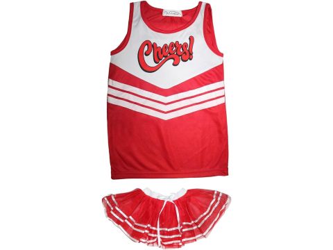 Ladies High School Cheer Girl Uniform Top Vest & Tutu 