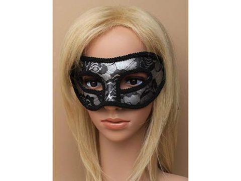 Black Lace Silver Masquerade Mask 