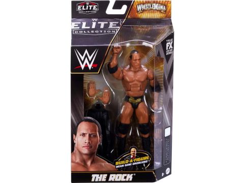 WWE MATTEL Elite Action Figure WrestleMania The Rock with Accessory and ''Mean'' Gene Okerlund Build-A-Figure