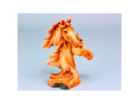 Carved Wood-effect Double Horse Head, 19cm