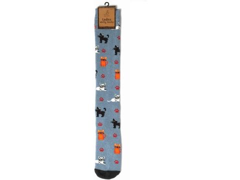 Ladies Welly Socks - Crazy Cats