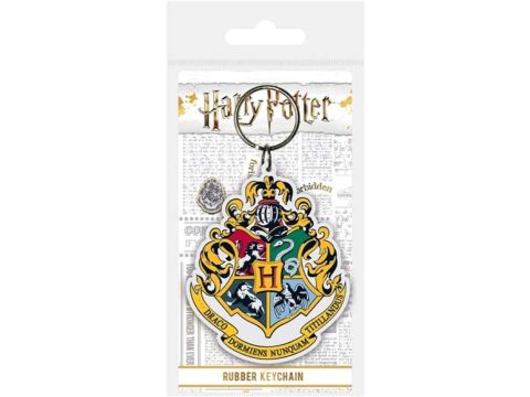 HARRY POTTER Hogwarts Crest Rubber Keyring - Official Merchandise 