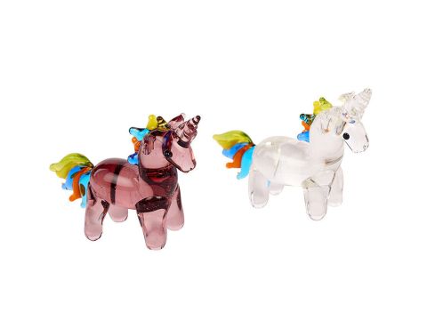 GLASS UNICORN WITH MULTICOLOURED MANE & TAIL *ONE SUPPLIED*