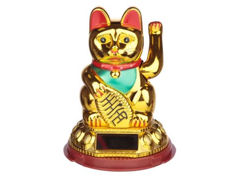 Maneki Neko Golden Lucky Waving Cat Solar Pal
