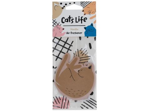 HANGING 2D CAR AIR FRESHENER - CAT'S LIFE - VANILLA