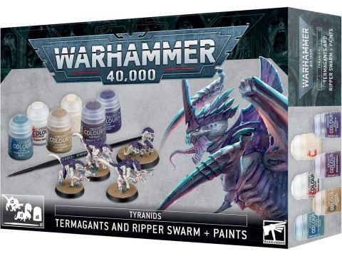 Games Workshop - Warhammer 40,000 - Tyranid: Termangants and Ripper Swarm + Paints Set