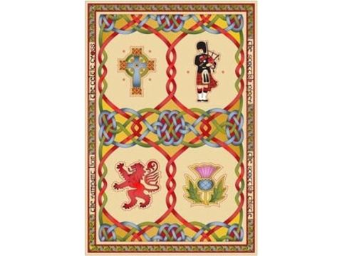 Scottish Tea Towel with Scotland Thistle and Celtic Knots Design