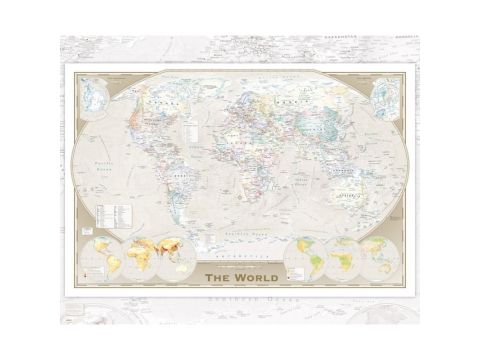 GB eye World Map Tripel Projection Mini Poster, Wood, Multi-Colour, 40 x 50 cm