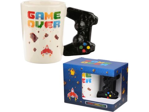 Game Over Gaming Mug With Controller Handle Tea Coffee Novelty Cup Gift Box