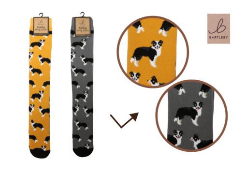Bartleby Funky Welly Socks - Sheep Dog 1 pair Yellow or Grey 