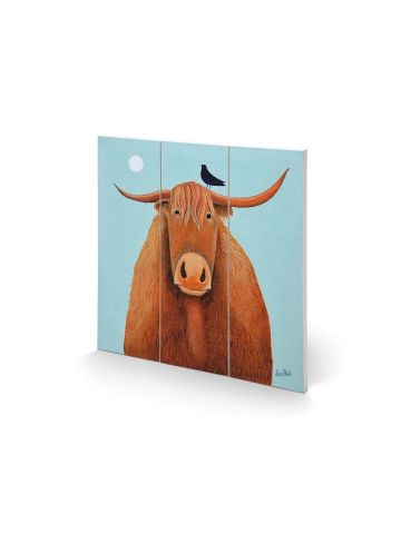 Ailsa Black Broon Coo Wooden Print MDF, Multi-Colour, 30 x 30 x 1.2 cm