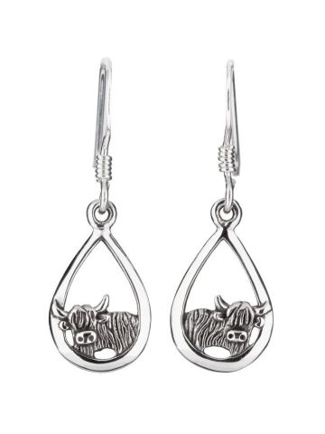 Sterling Silver Highland Cow Earrings