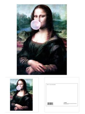 MONA LISA IS BLOWING BUBBLES POSTCARD PRINT A6 (1 CARD SUPPLIED)