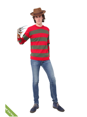 Wickedfun Men Red and Green Stripe Knitted Jumper (Size Large)