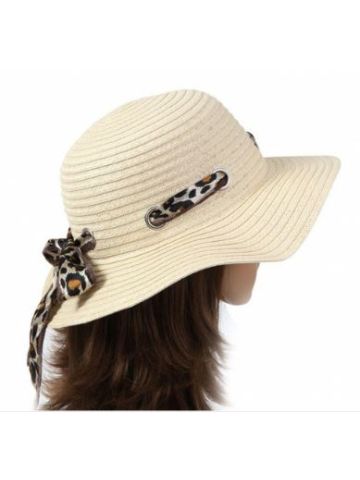 Ladies Straw Hat & Scarf - Deluxe