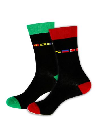 Left & Right Code Flag Socks, Red/Green