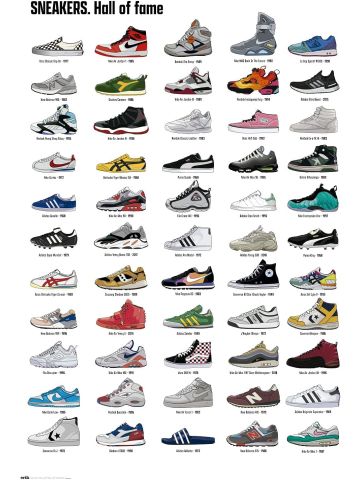 Sneakers Hall Of Fame Poster - 36 x 24 inches / 91.5 x 61 cm