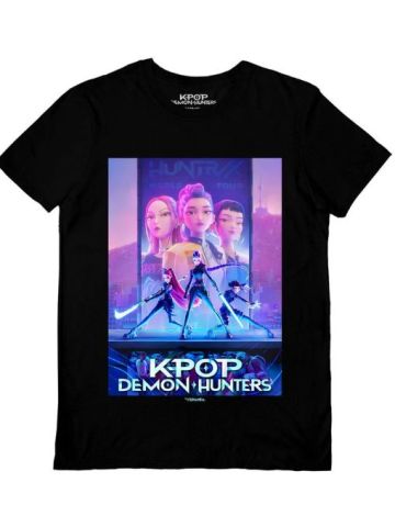 Kpop Demon Hunters Key Art Black T-Shirt (Small)