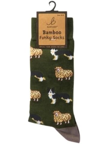 Sheep Dog and Sheep Pattern Bamboo Blend Crew Socks Size 6-11