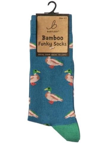Bamboo Blend Funky Mallard Duck Print Crew Socks - Size 4-7