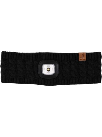 Bartleby Womens LED Torch Headband Light Hands-Free Fleece Lined Cableknit (Black)