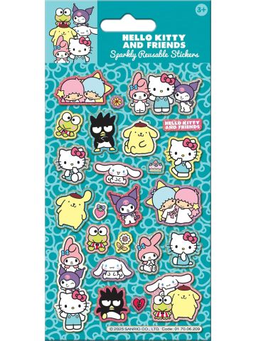 Hello Kitty and Friends Turquoise Sparkly Reusable Stickers