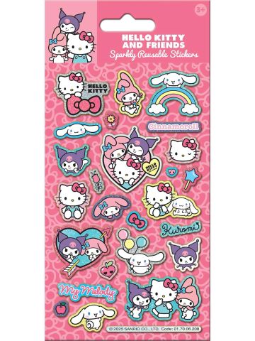 Hello Kitty and Friends Pink Sparkly Reusable Foil Stickers 