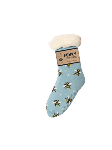 Ladies Sherpa Socks - Bumble Bees