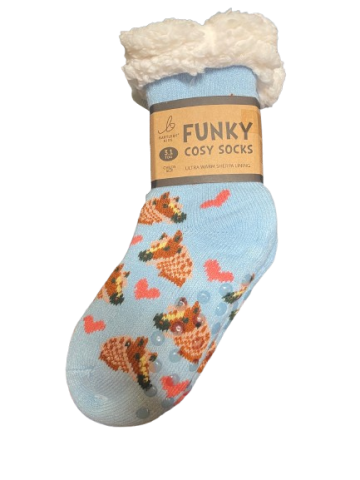 Childs Sherpa Socks - Horse Love