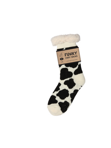 Ladies Sherpa Socks - Cow Patch